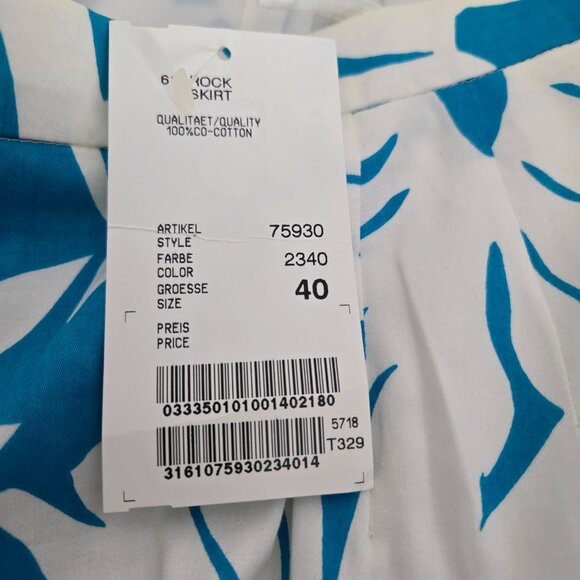 Laurel by ESCADA White Blue Floral Print Short Sleeve Jacket Pencil Skirt 10 NWT - Picture 8 of 11